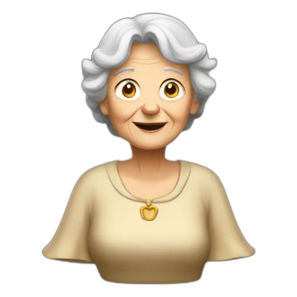 Old woman in a big bell sticker