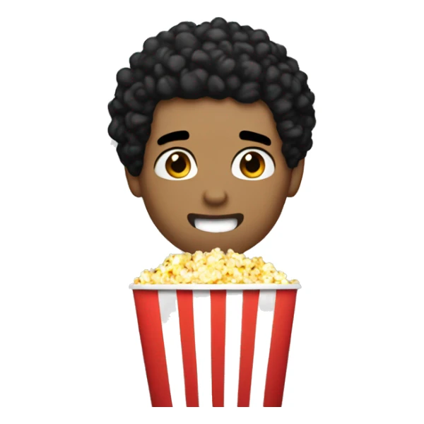 Light skin Guy black hair eating popcorn sticker