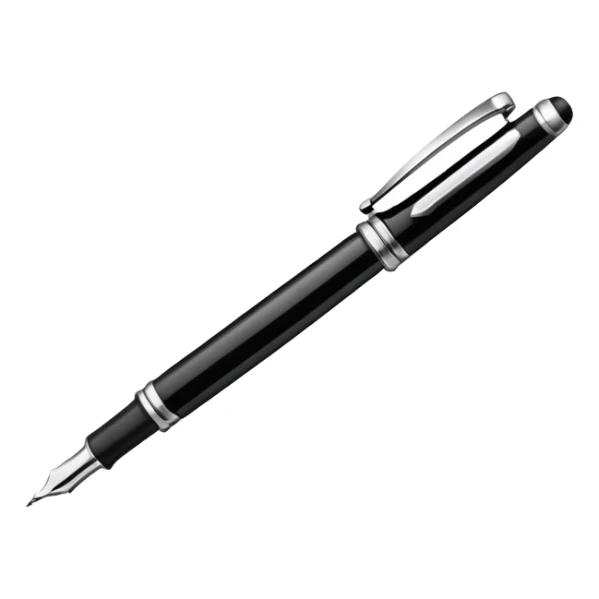 fountain pen drawing a smooth curved line, representing logo design sticker