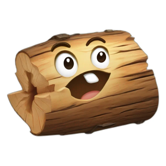 Chopped wood log with crying laughing face sticker