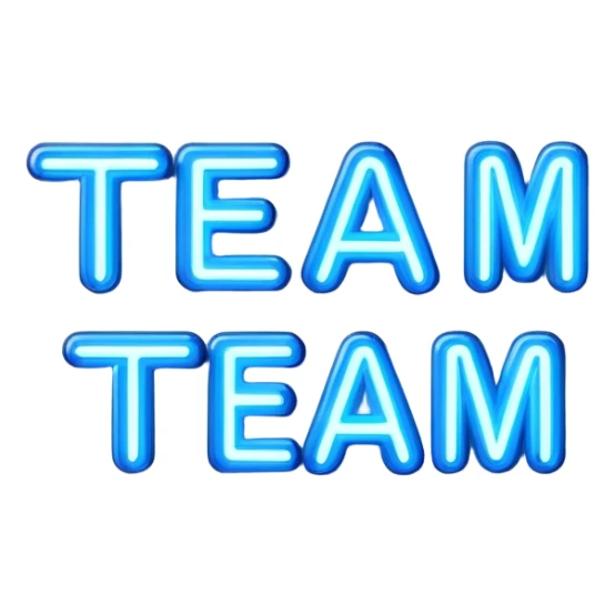 blue neon sign with the word team sticker