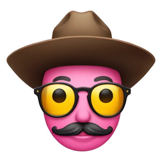 Rose colored glasses with black cowboy hat and smiley face  sticker