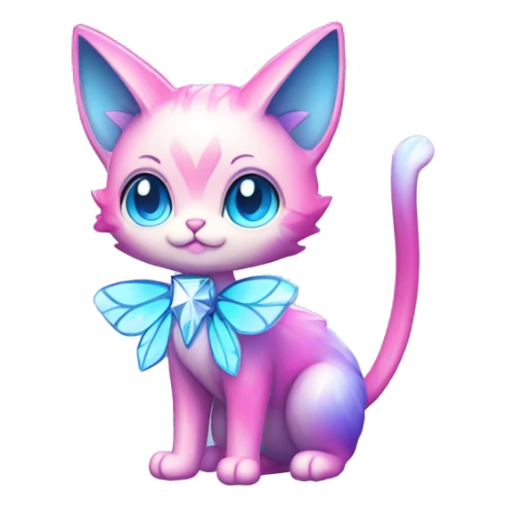 Shiny Pink-Blue-gradient Diamond-Fairy-type-Fakémon-Cat full body sticker