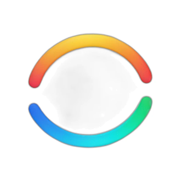 The two ellipses stand side by side, split in half at the top and bottom into different colors sticker