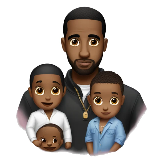 Pdiddy whit Drake and a baby sticker