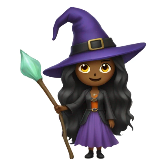 Woman with witch hat and wand sticker