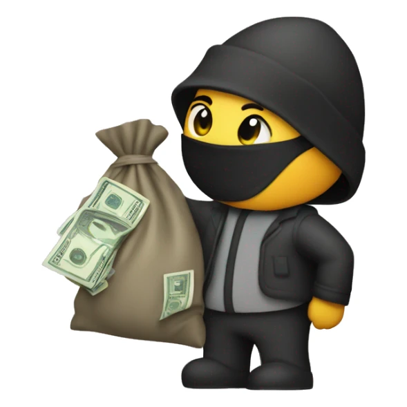 robber with bag of cash sticker