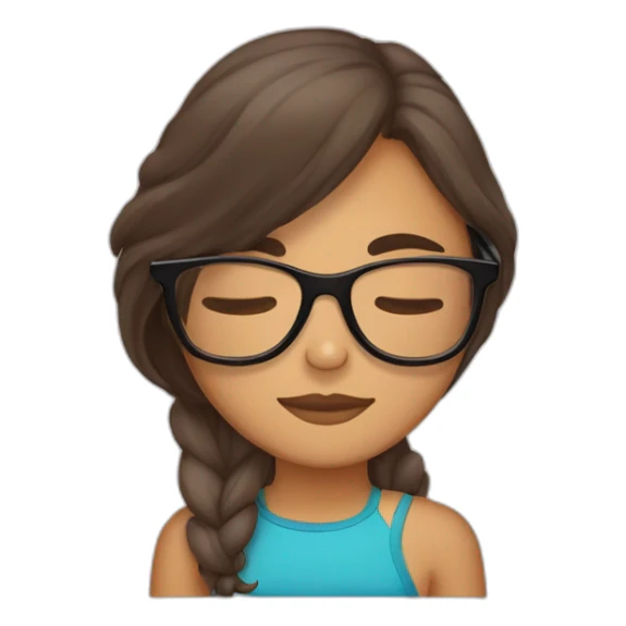 Une fille brune avec des lunettes qui dormir sticker
