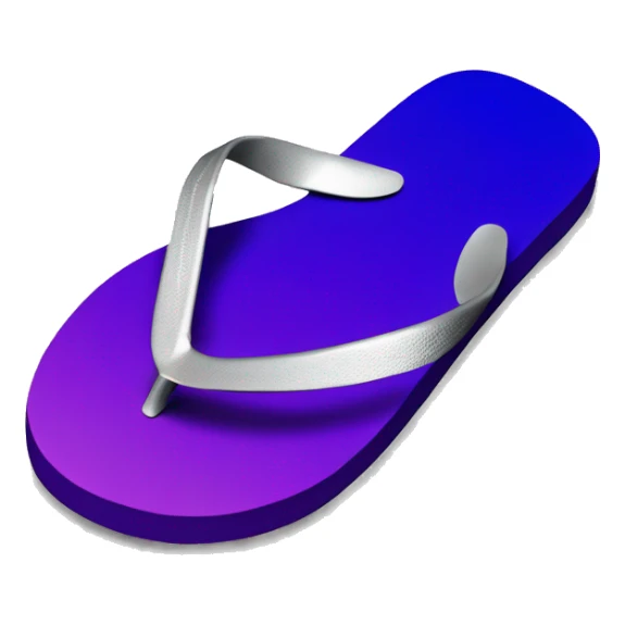 Realistic dark purple to blue ombre flip flops with metallic silver accents. sticker