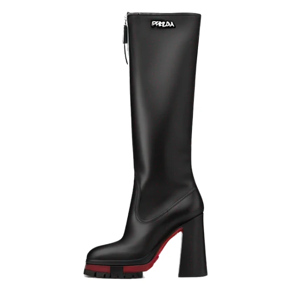 black prada monolith leather re-nylon boots with pouch with the prada logo sticker