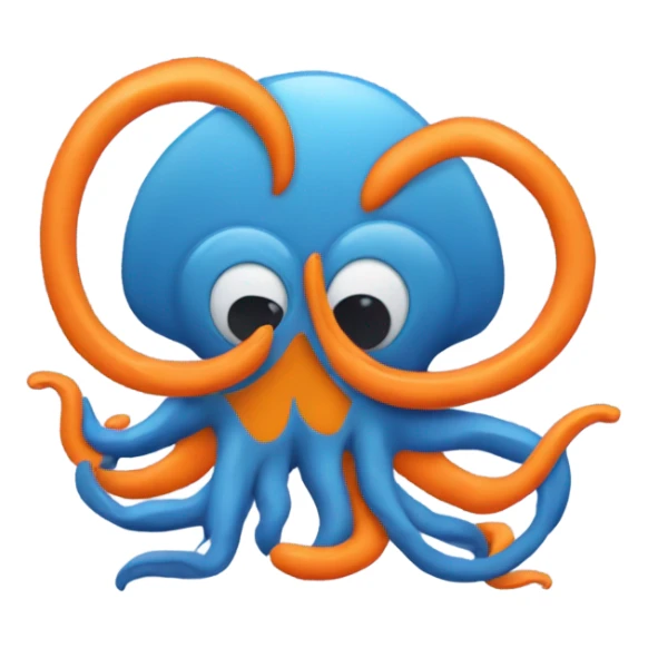 This logo shows two stylized octopuses, one blue and one orange, with intertwined tentacles and closed eyes, symbolizing connection and calm. sticker