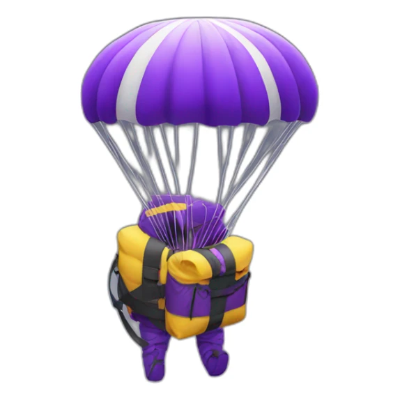 main in purple parachute landed in japan sticker