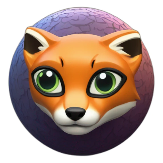 3d sphere with a cartoon Fox skin texture with Eye of Horus sticker