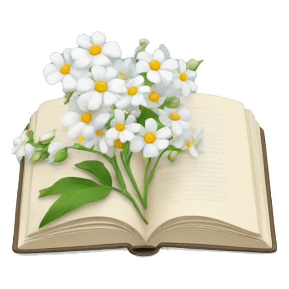 book with white flowers sticker