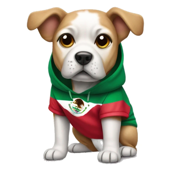 Dog wearing a mexico hoodie sticker