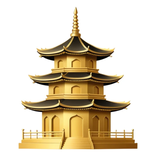 Simple iconic Chinese pagoda silhouette, minimal details, representative symbol sticker