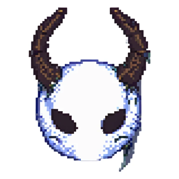 Hollow Knight game mask, pixel art style sticker