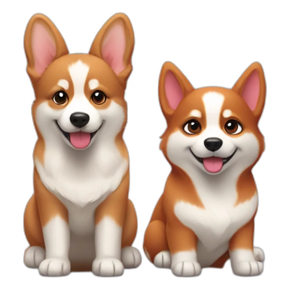 a "red corgi puppy" next to a "husky puppy" sticker