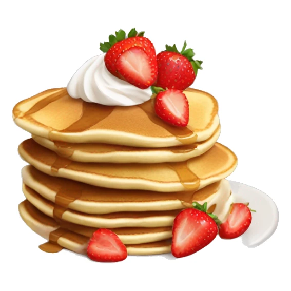 3 stacked pancakes with some strawberries and whipped cream on top sticker