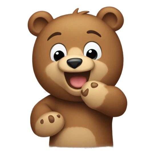Happy bear with paws up and eyes closed sticker