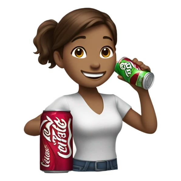 Chugging dr pepper girl white Brown hair  sticker