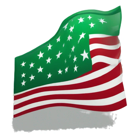 United states flag with a green square, black stars, red and black stripes sticker