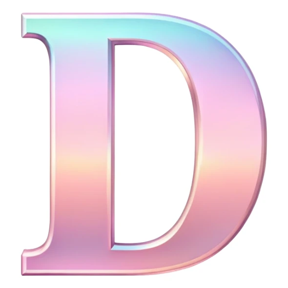 Iridescent pastel pink Font setting icon with letter D sticker