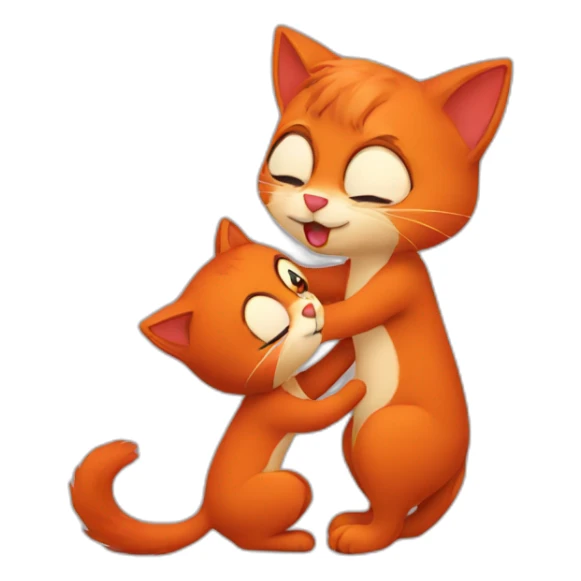 red cat and red squirrel kissing sticker