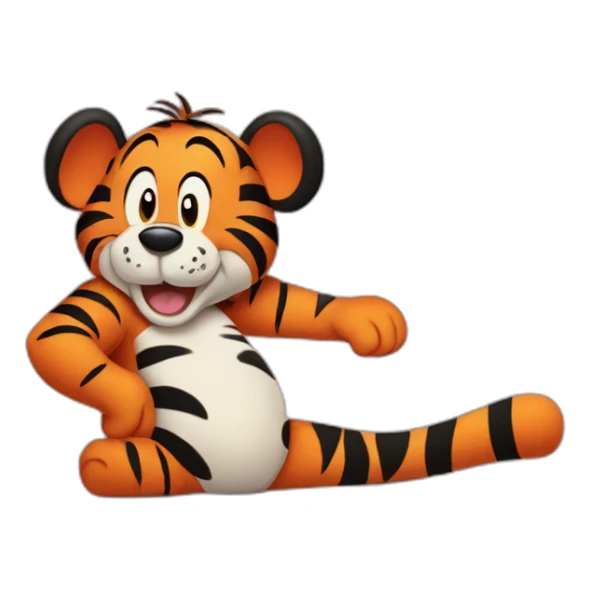 Mickey Mouse mixed with tigger the tiger itching his thigh sticker
