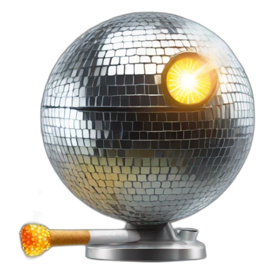 disco ball with a fringe smoking a cigarette sticker