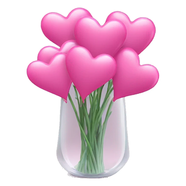 10000000 huge pink hearts on stems in a clear glass vase sticker