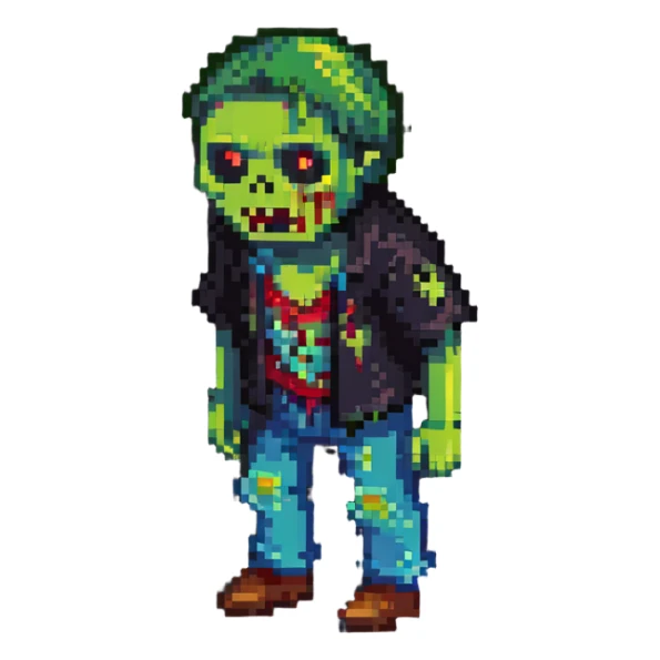 isometric zombie in torn clothes Project Zomboid style sticker