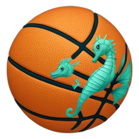 basketball with seahorse decalc sticker