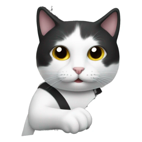 Black and white cat driving a car  sticker