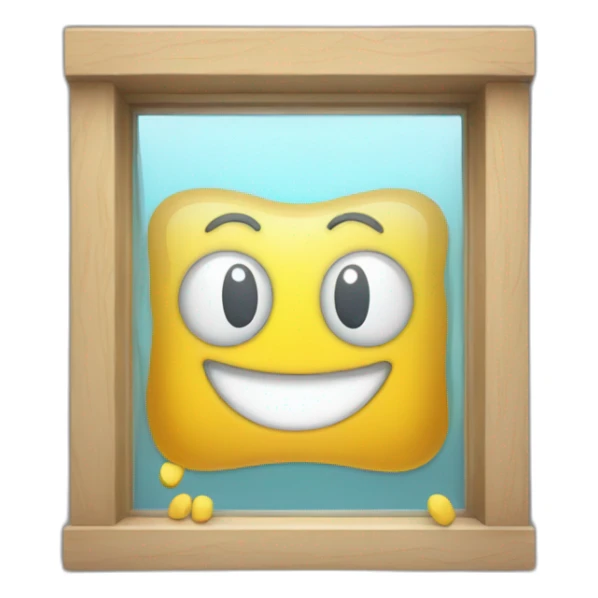 window glass with happy face and arms and legs sticker
