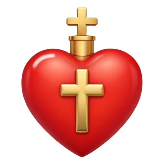 Red heart with gold cross sticker