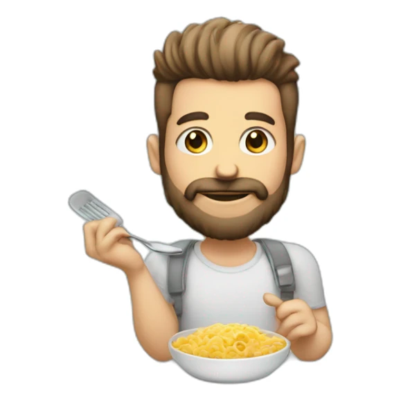 hombre pelo canoso con barba de candado comiendo pastel sticker