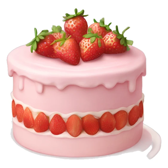 Light Pink strawberries and cream birthday cake  sticker