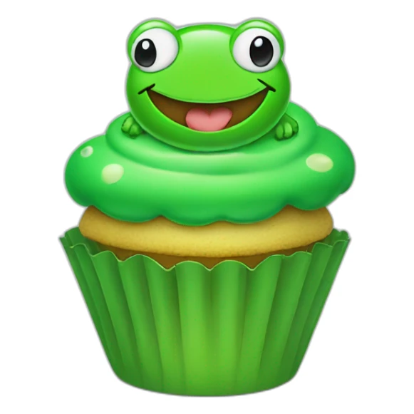 smiley green cupcake with froggy on top sticker