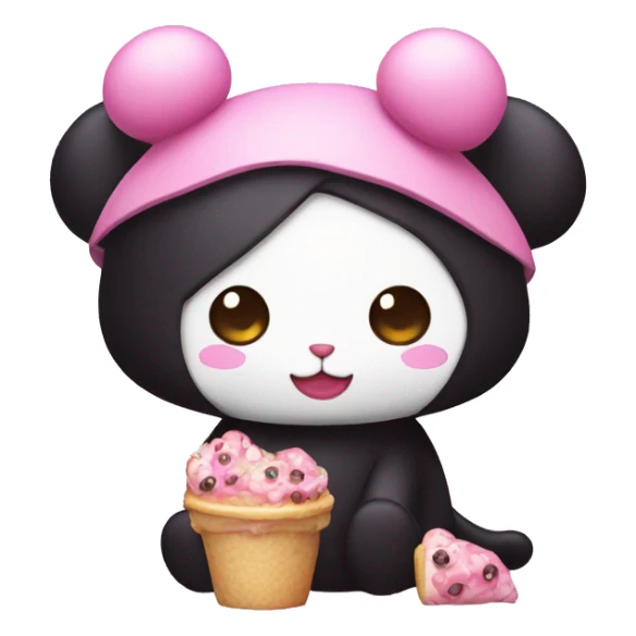 Kuromi Sanrio wearing foodie with pink skull sticker