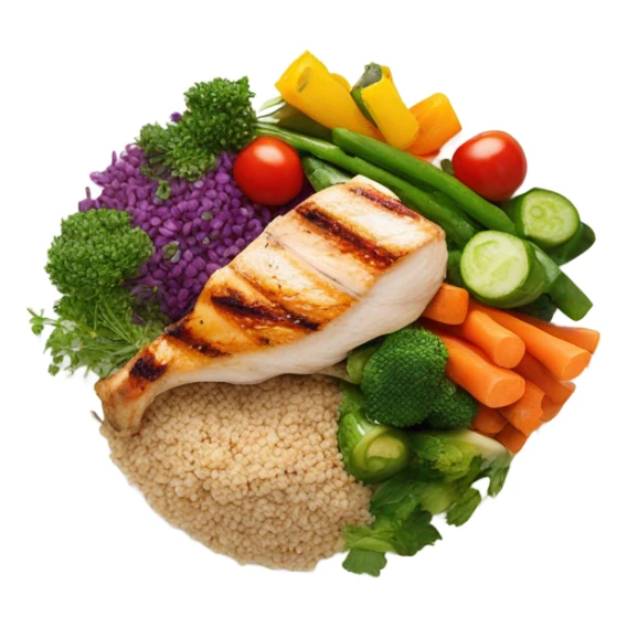 round white plate with healthy food sticker