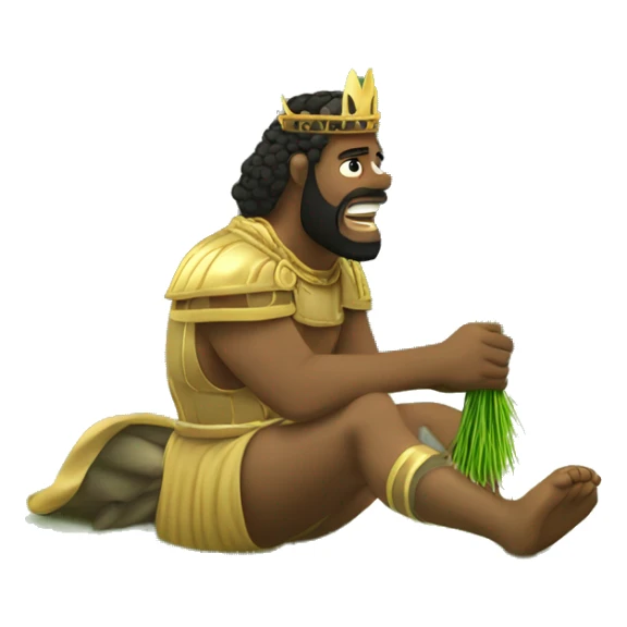 king nebuchadnezzar eating grass on all fours like a cow sticker