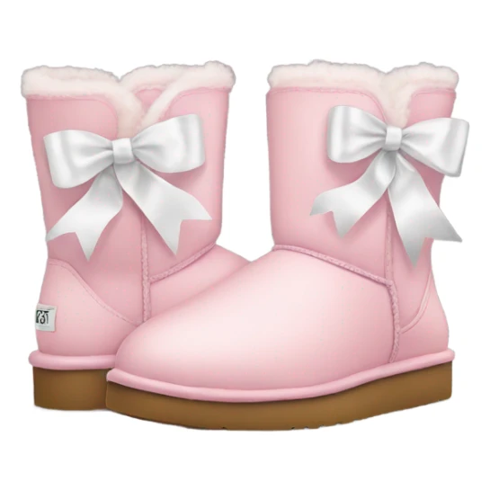Light pink uggs with white ribbons that are short sticker
