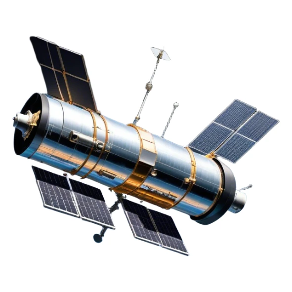  Cinematic Realistic Hubble Space Telescope – A majestic, ultra-detailed rendering of the Hubble Telescope floating above Earth. Its reflective metallic surface and vast solar panels stretch into the darkness, while the lens is pointed outward, capturing the mysteries of the cosmos. sticker