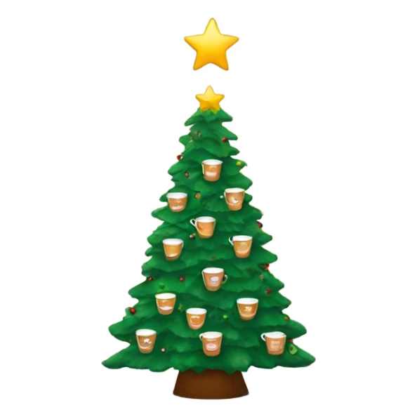 A large Christmas tree with cups of espresso  sticker