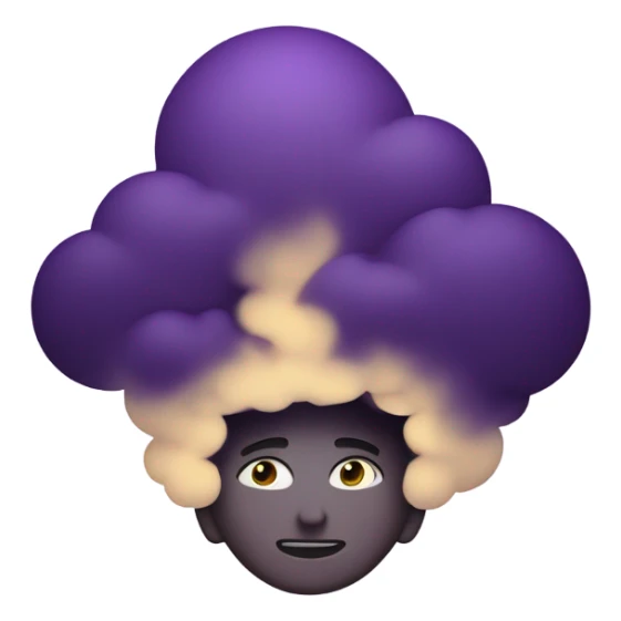 A figure fading into a cloud of smoke or shadows, blending into the darkness with a faint purple glow sticker