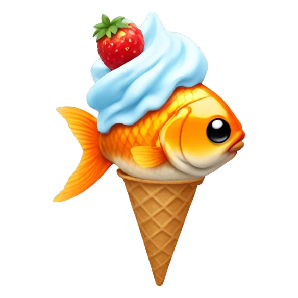 goldfish holding a ice cream cone sticker