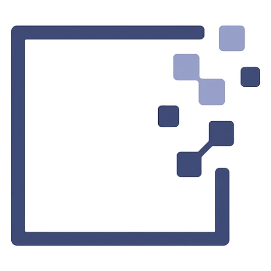 minimalist abstract logo with a frame partially erased or dissolving, symbolizing breaking boundaries and innovation for a tech SaaS company, no text sticker