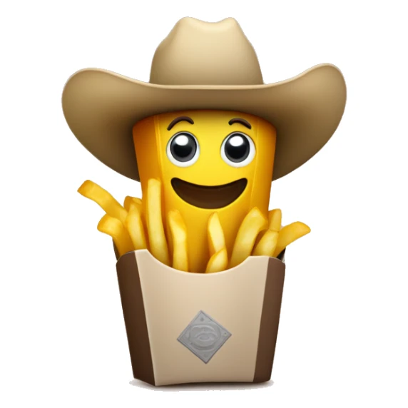 French fries wearing a cowboy hat  sticker