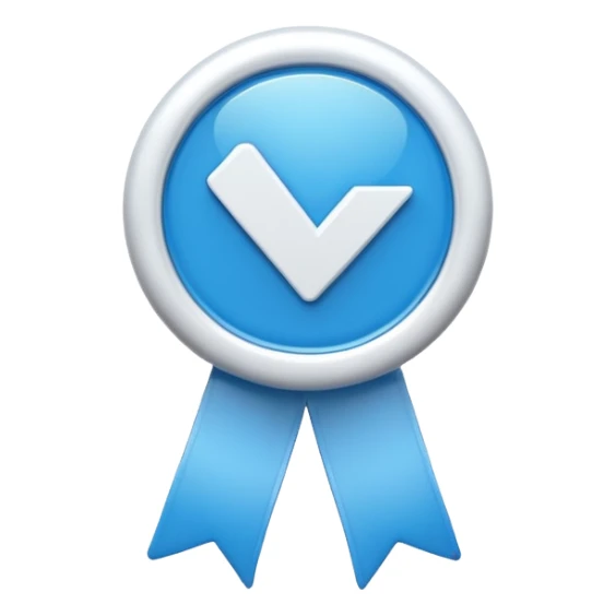 verified badge emoji, checkmark in a ribbon sticker